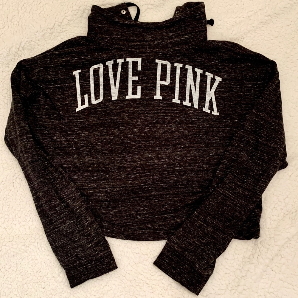 VS PINK Cropped Quarter Snap Varsity Pullover L